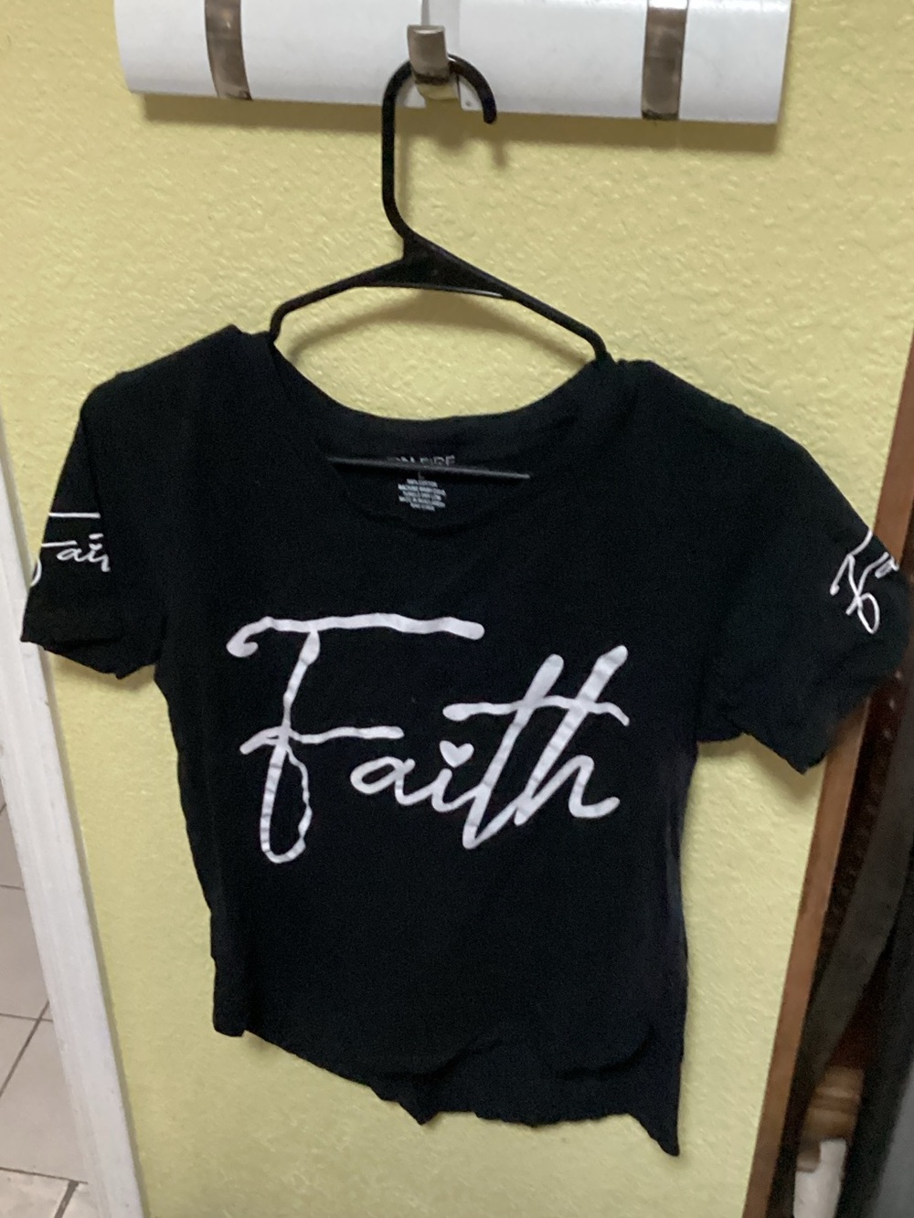 On Fire Black Faith Graphic Tee with White Script